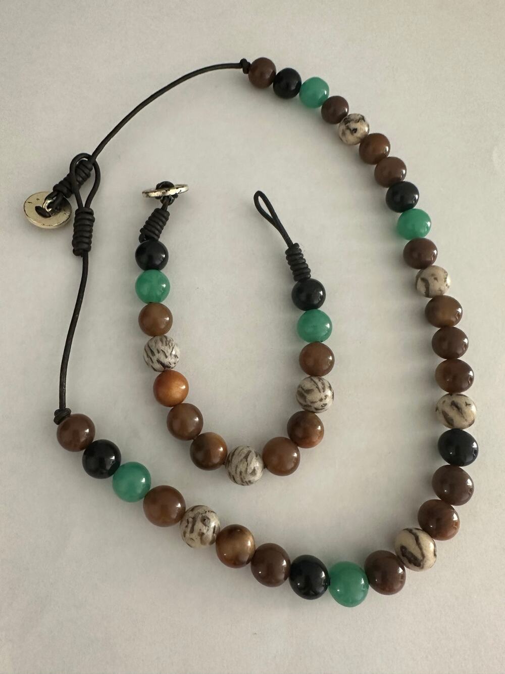 Vintage Fossil Beaded Necklace and Bracelet